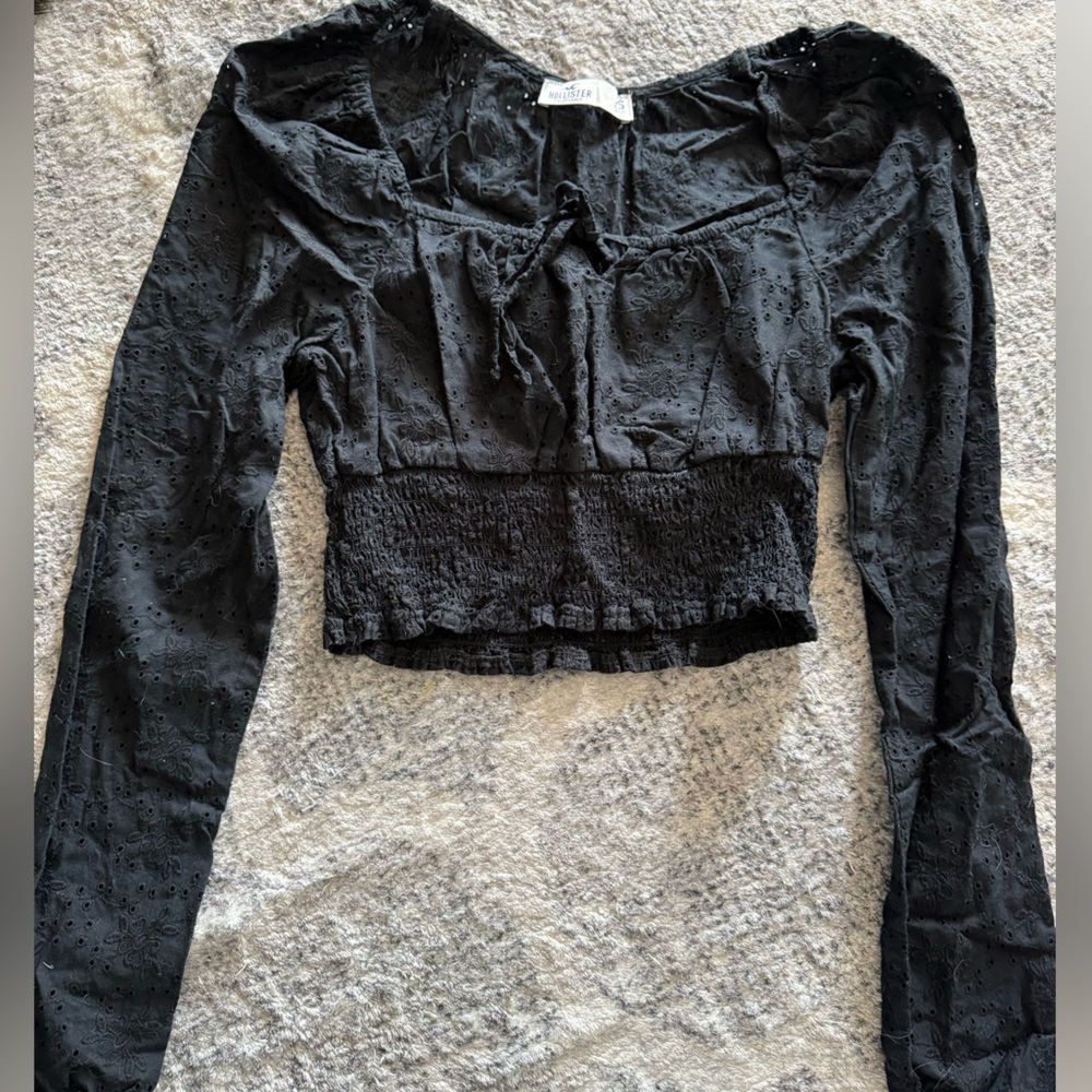Hollister Black Floral Long Sleeve Top